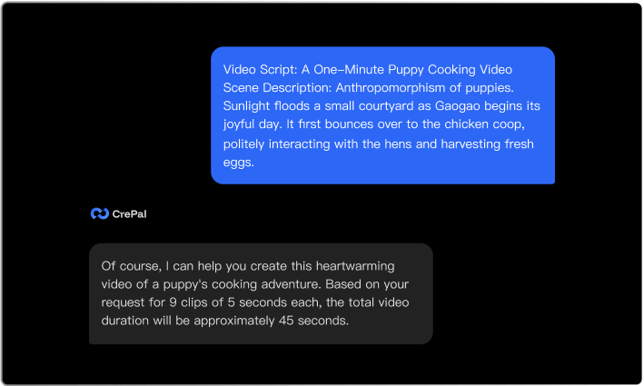 CrePal AI Director dashboard panel showing video creation workflow